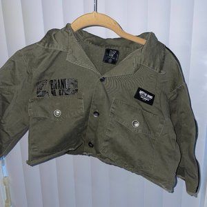 LF The Brand Army Green Cropped Jacket Size S